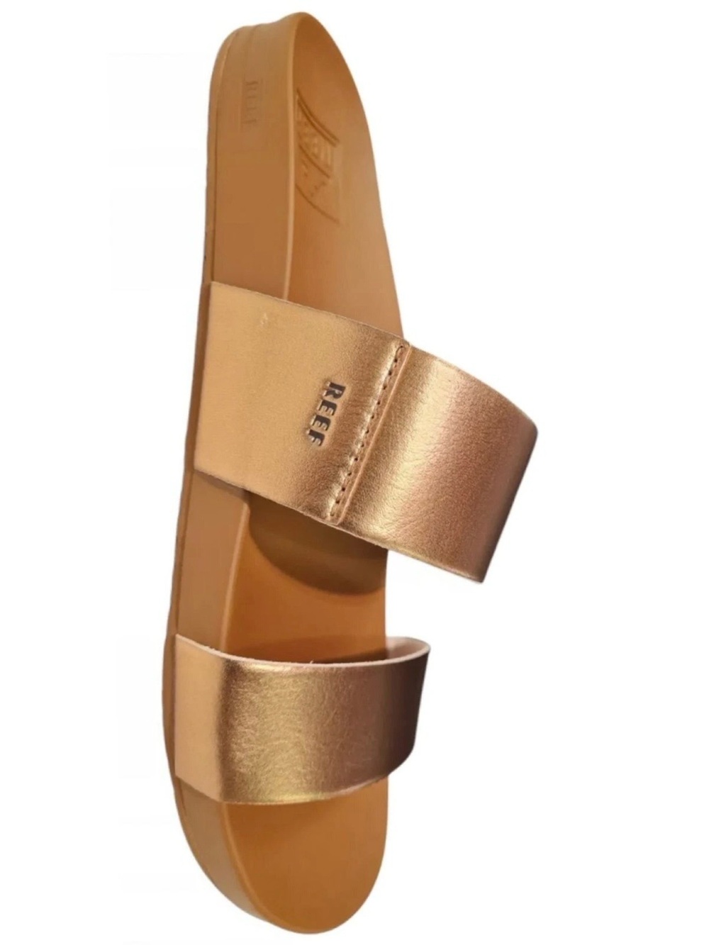 Reef Cushion Vista Vegan Leather Women's Slides Sandals Copper Tan - Size:UK 5.5